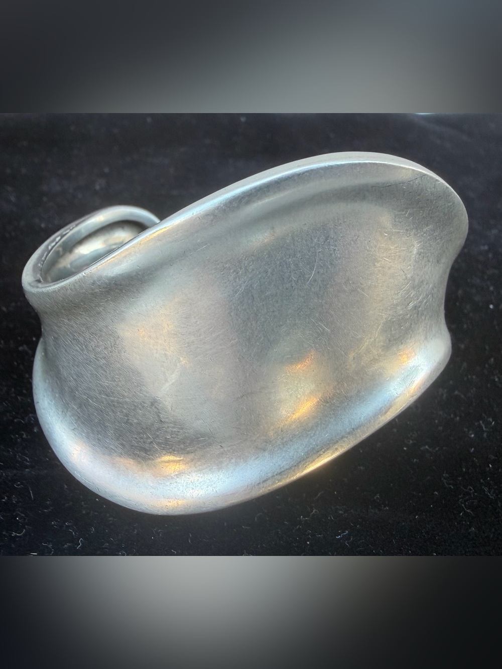 Vintage Taxco Mexico Sterling Silver Modernist Wave Asymmetric Cuff Bracelet 925